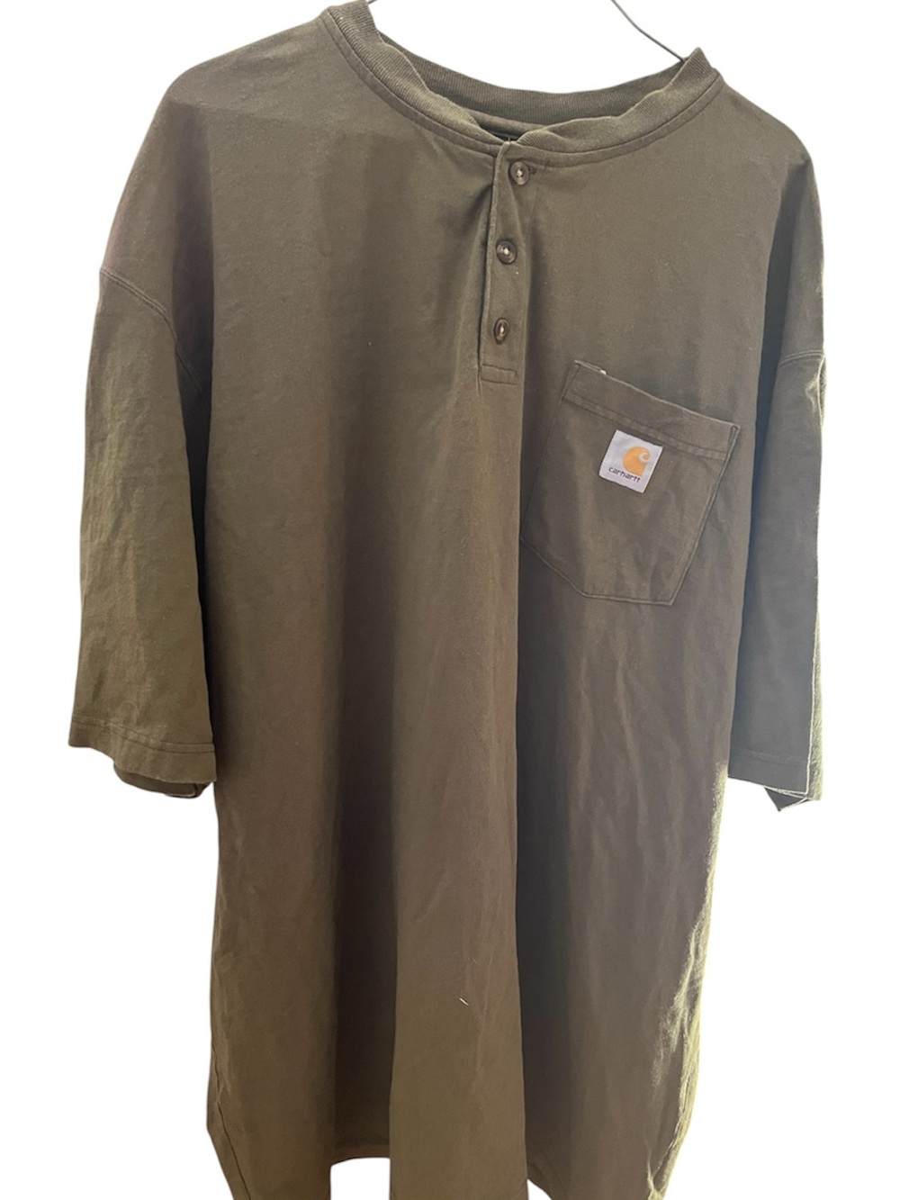 Carhartt Original Fit Henley Pocket T-Shirt 2XL Tall Brown Olive